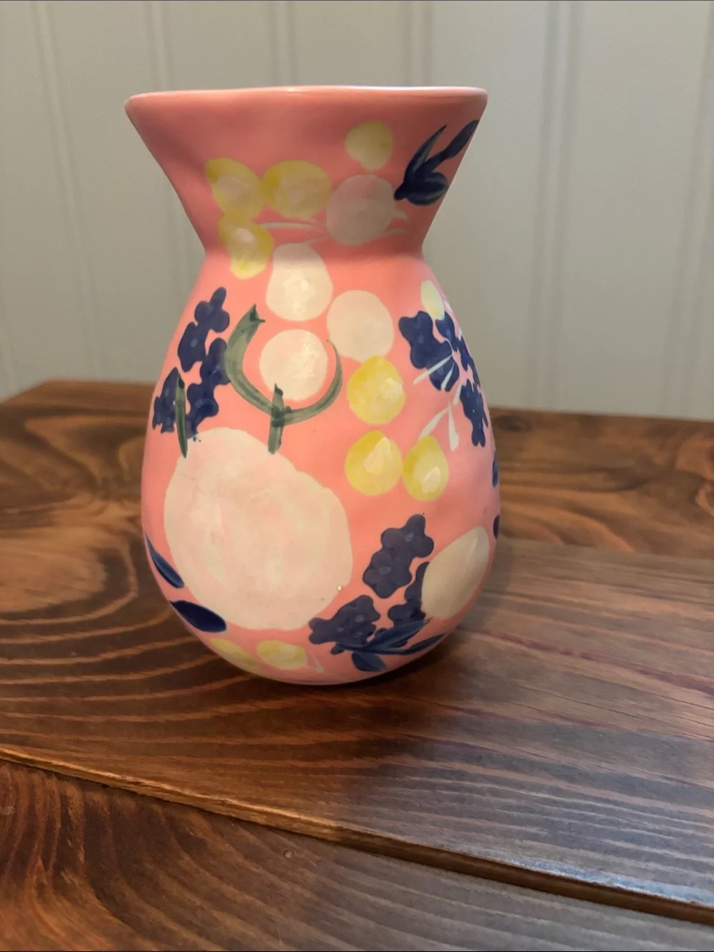 Hand-Painted Pink Floral Ceramic Vase Anthropologie